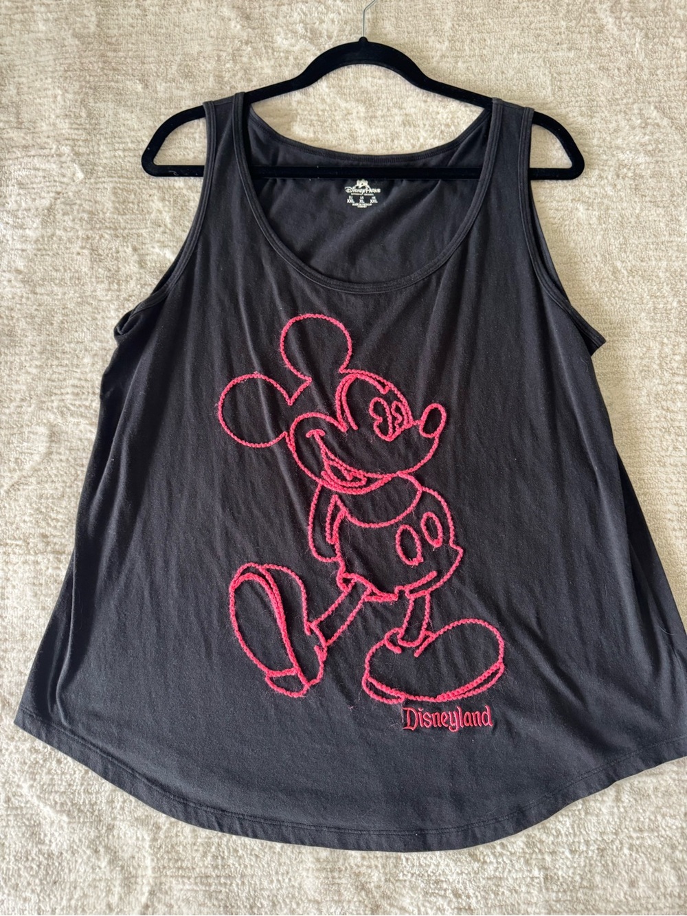 Disney Parks Mickey Mouse Black Tank Top | Pink Outline Graphic | Disneyland